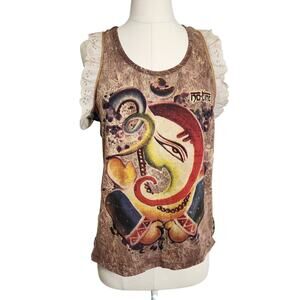 Upcycled Stonewash Ganesha Top — One of a Kind